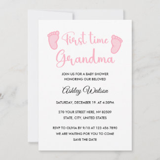 Convite Baby Girl Shower First Time Grandma