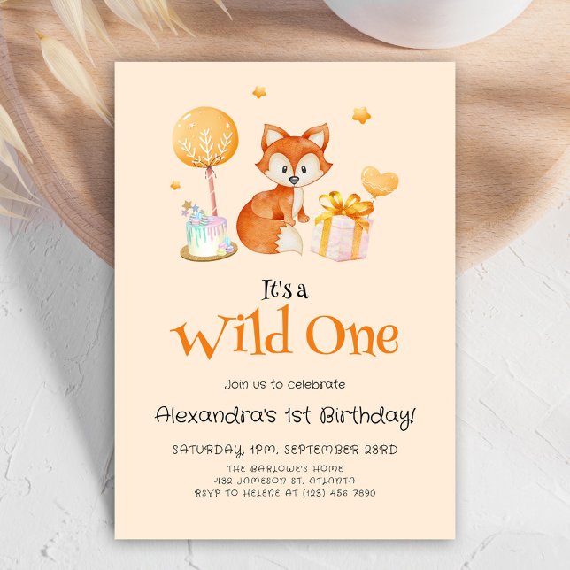 Convite Baby Girl Wild One First Birthday (Baby Girl Wild One First Birthday Invitation)