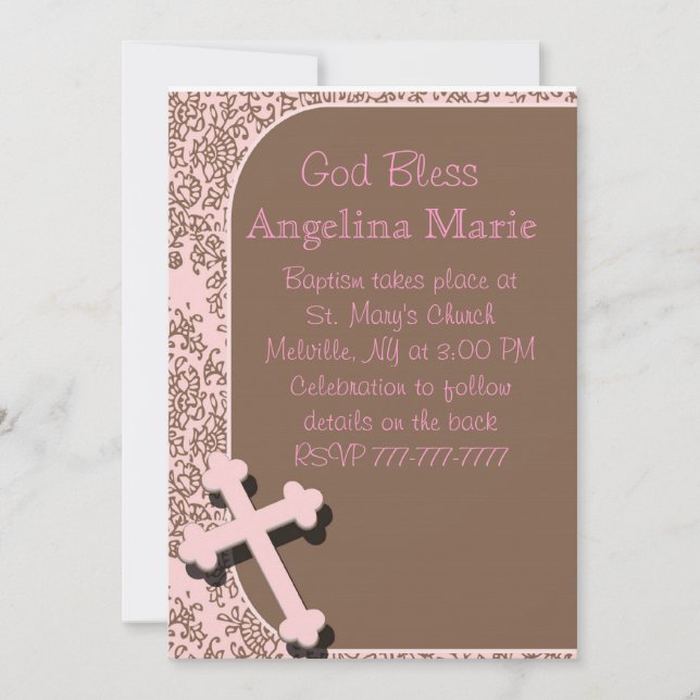 Convite Baby Girls Baptism/Christening Invitations (Frente)