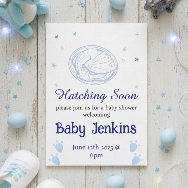 Convite Baby Hatching dragon themed baby shower invitation (Criador carregado)
