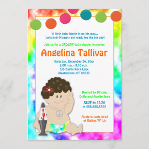 Convite Baby Hippie 60s 70s Groovy Chá de fraldas