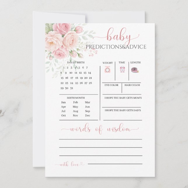 Convite Baby in bloom | baby predictions and advice card (Frente)