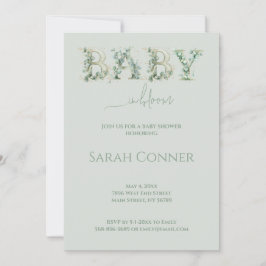 Convite Baby in Bloom Baby Shower Eucalyptus Invitation
