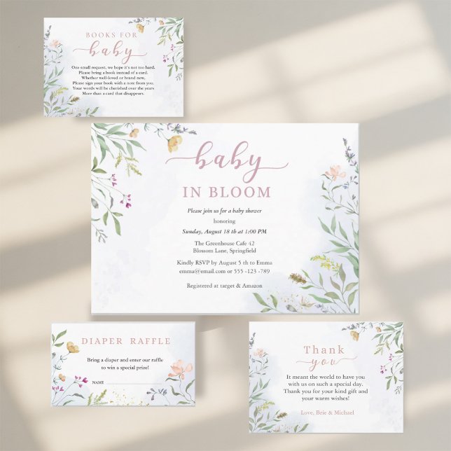 Convite Baby in Bloom Baby Shower Invitation  Floral  (Criador carregado)