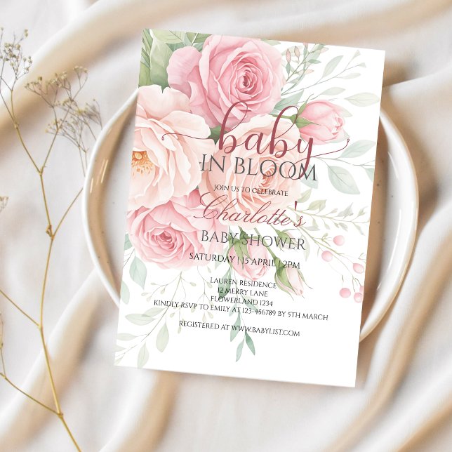 Convite Baby in bloom | baby shower invitation template (Criador carregado)