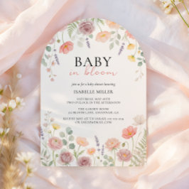 Convite Baby In Bloom Blush Teal Spring Floral Shower Arch