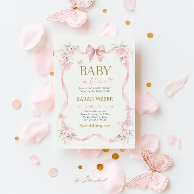 Convite Baby in Bloom Butterfly Wildflower Baby Shower (Criador carregado)