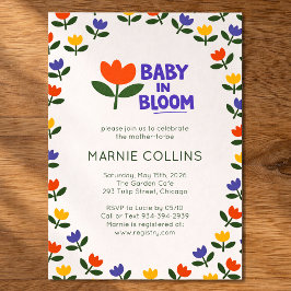 Convite Baby in Bloom Colorful Floral Modern Baby Shower