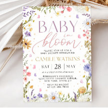 Convite Baby in Bloom, Convite de Chás de Bebê,