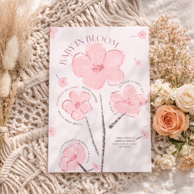 Convite Baby In Bloom Cute Pink Floral Baby Shower (Criador carregado)