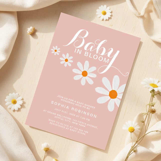 Convite Baby in Bloom Daisy Girl Baby Shower Invitation (Criador carregado)