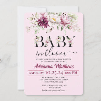 Convite Baby In Bloom Floral Baby Shower Invitation