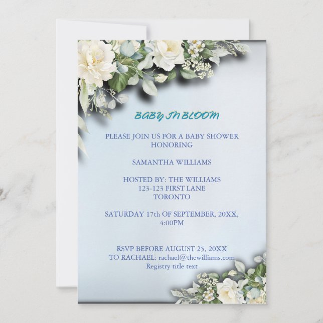 Convite Baby in Bloom Floral Baby Shower Invitation (Frente)