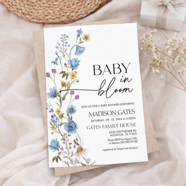 Convite Baby in Bloom Floral Baby Shower Invitation (Criador carregado)