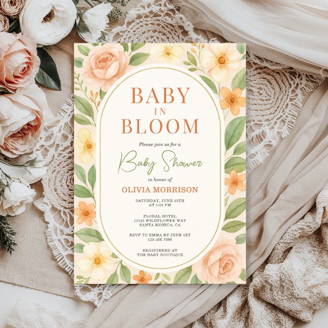 Convite Baby in Bloom Floral Botanical Baby Shower (Criador carregado)