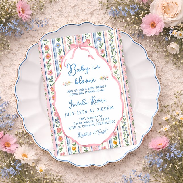 Convite Baby in Bloom Grandmillennial Baby Shower  (Criador carregado)