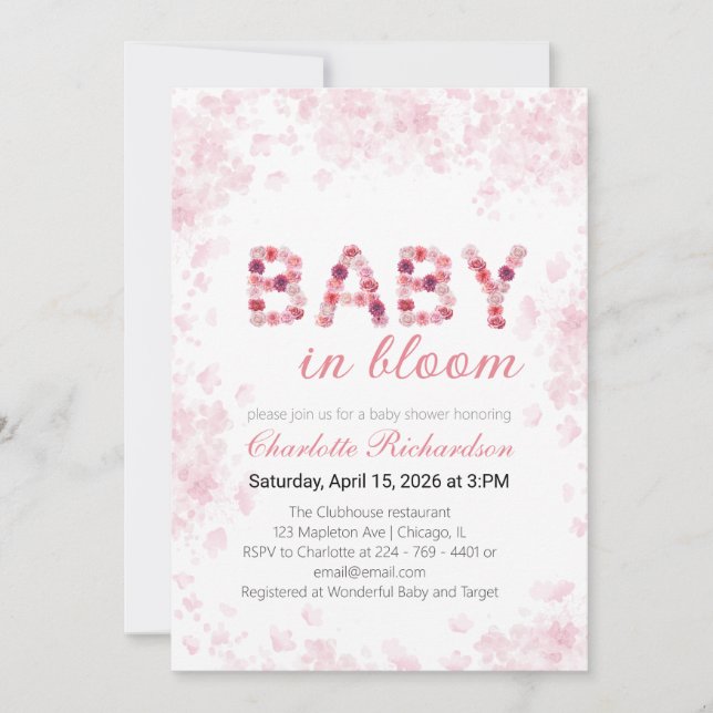 Convite Baby in Bloom Invitation | Spring baby shower (Frente)
