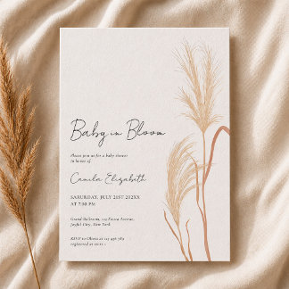 Convite Baby in Bloom Pampas Grass Baby Shower