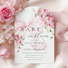 Convite Baby In Bloom Pink Bow Baby Shower Invitation