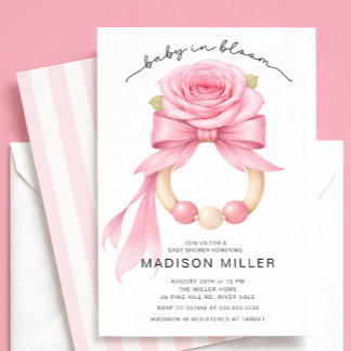 Convite Baby in Bloom Rose Baby Shower Invitation