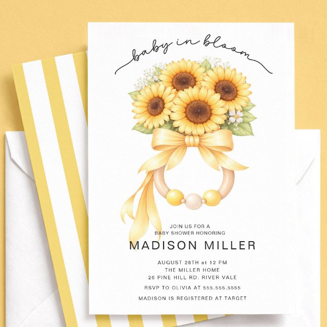 Convite Baby in Bloom Sunflower Baby Shower Invite (Criador carregado)