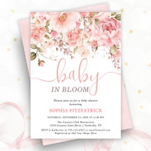 Baby in Bloom Watercolor Flowers Girl Baby Shower 