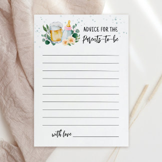 Convite Baby Is Brewing Advice for parents to be Card Pink