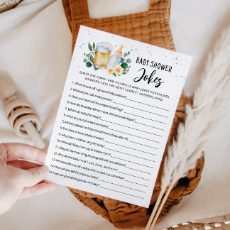 Convite Baby Is Brewing Baby Shower Jokes Game with Answer