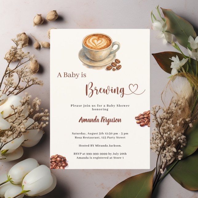 Convite Baby is Brewing coffee Baby Shower (Criador carregado)