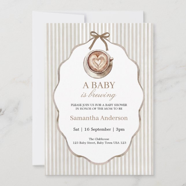 Convite Baby Is Brewing Coffee Shower Invitation (Frente)