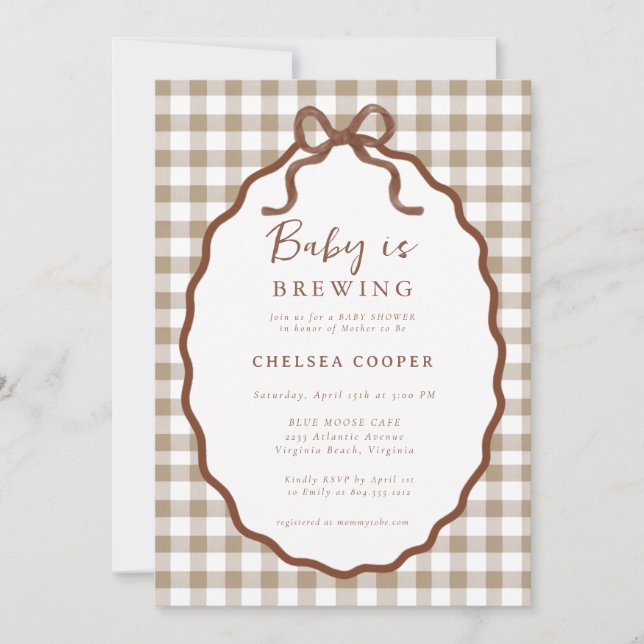 Convite Baby is Brewing Neutral Baby Shower  Invitation (Frente)
