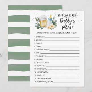 Convite Baby Is Brewing Who can finish Daddy's phrase card