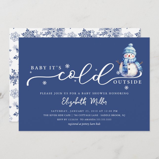 Convite Baby It’s Cold Outside Baby Shower (Frente/Verso)