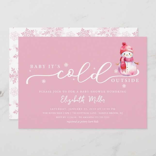 Convite Baby It’s Cold Outside Baby Shower (Frente/Verso)