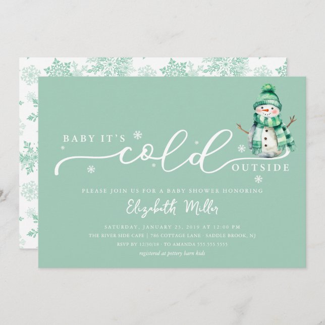 Convite Baby It’s Cold Outside Baby Shower (Frente/Verso)