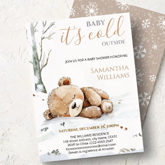 Convite Baby It’s Cold Outside bear Baby Shower Invitation