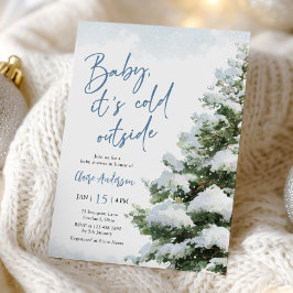 Convite Baby It's Cold Outside Blue Baby Shower Invitation