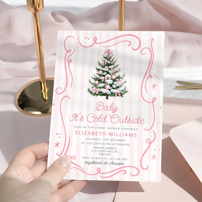 Convite Baby it's Cold Outside Christmas Girl Baby Shower (Criador carregado)