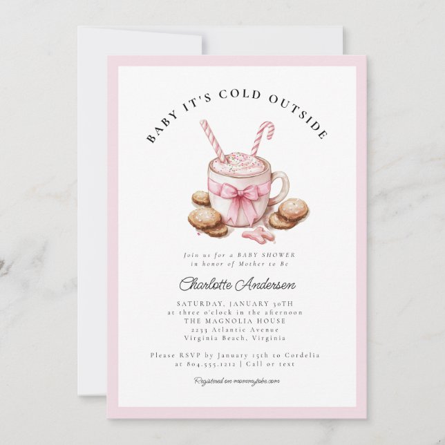 Convite Baby It's Cold Outside Coquette Baby Shower  (Frente)