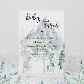 Convite Baby Its Cold Outside Evergreen Winter Baby Shower