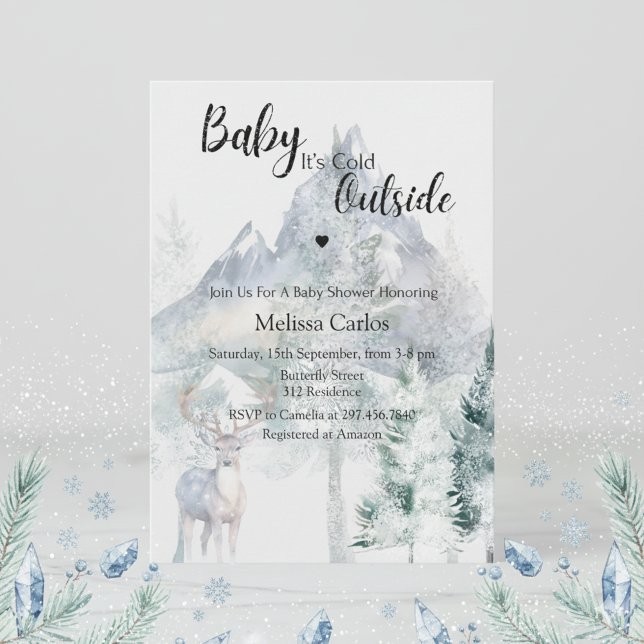 Convite Baby Its Cold Outside Evergreen Winter Baby Shower (Criador carregado)