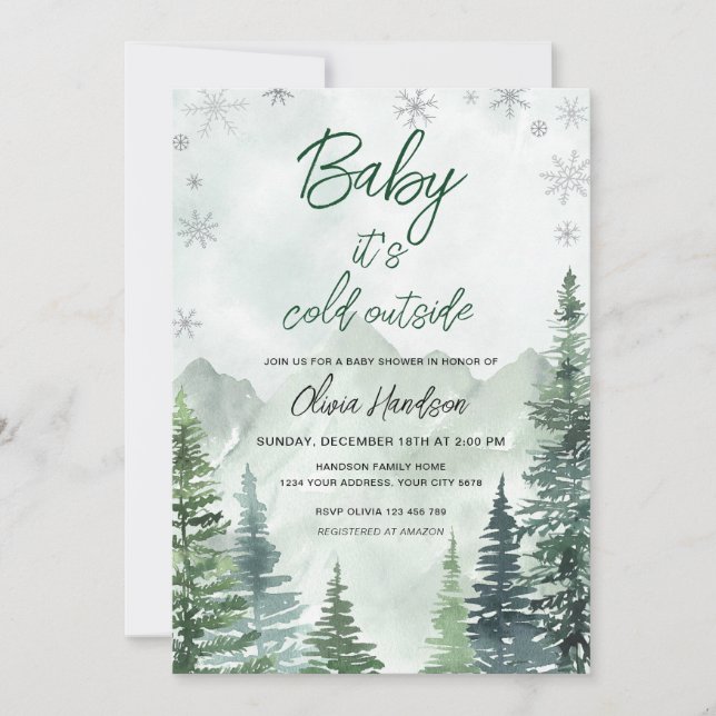 Convite Baby its cold outside Gender neutral baby shower (Frente)