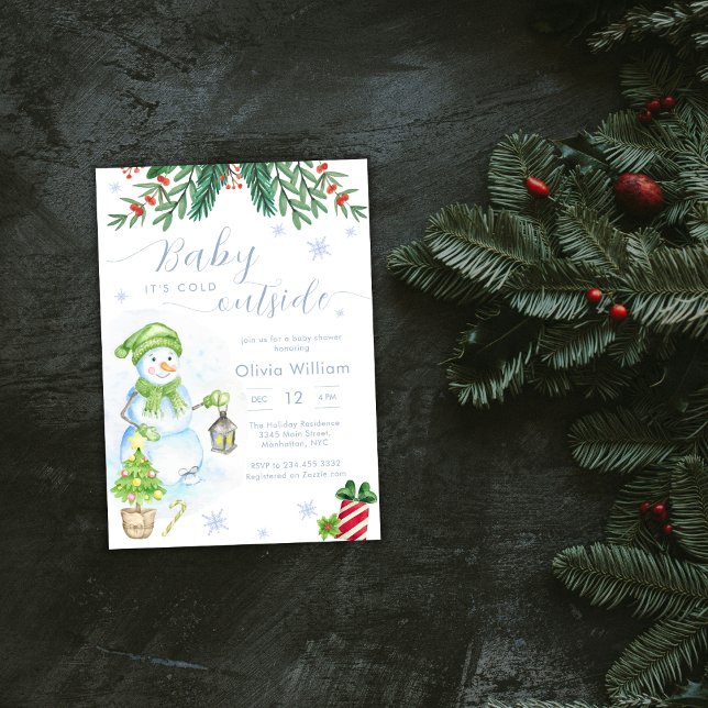 Convite Baby It's Cold Outside Snowman Baby Shower (Baby It's Cold Outside Snowman Baby Shower Invitation)