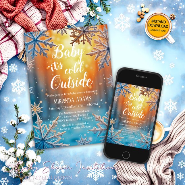 Convite Baby Its Cold Outside Snowy Winter Baby Shower (Criador carregado)