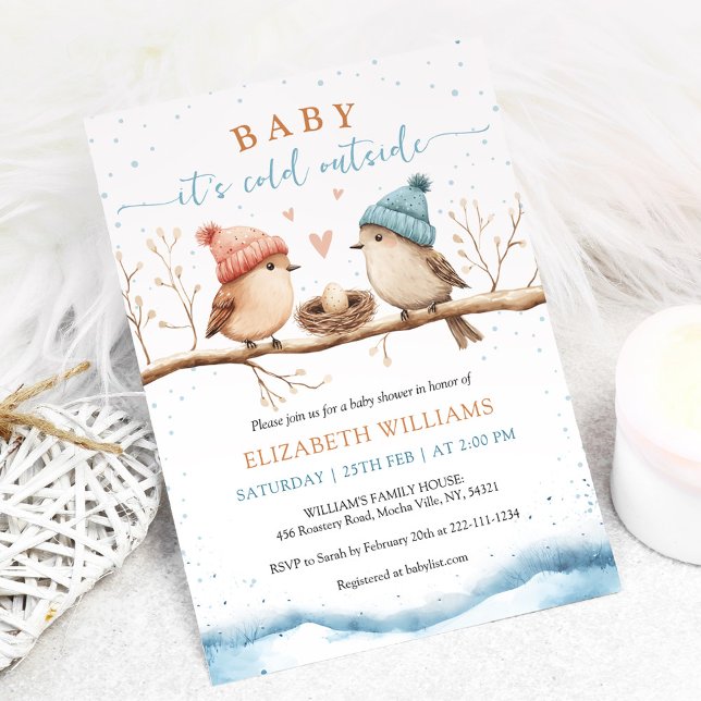 Convite Baby it's cold outside, Winter Baby Shower Invitat (Criador carregado)