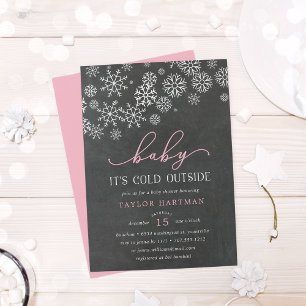 Convite Baby It's Fold Outside Chalkboard Chá Invite