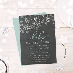 Convite Baby It's Fold Outside Chalkboard Chá Invite