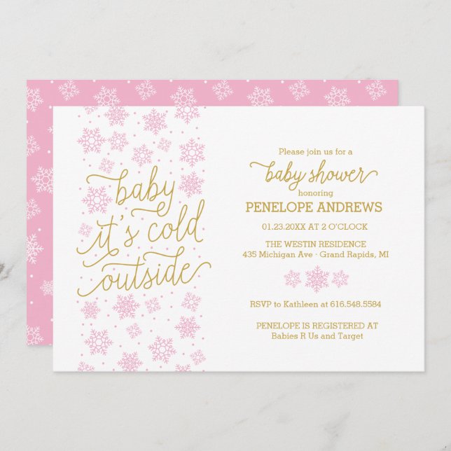 Convite Baby It's Fold Outside Winter Chá de fraldas Invit (Frente/Verso)