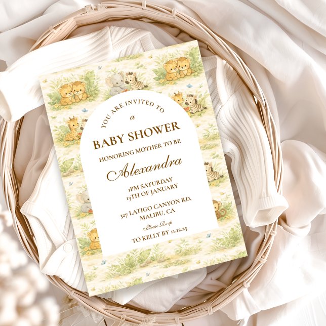 Convite Baby Jungle Animals Baby Shower (Criador carregado)