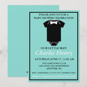 Convite BABY Little Man Tuxedo Sprinkle Party - Chá